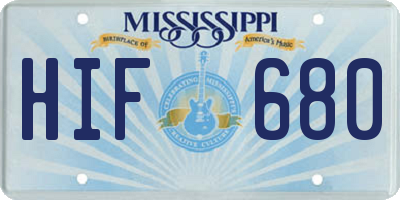MS license plate HIF680