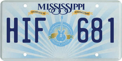 MS license plate HIF681