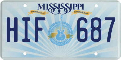 MS license plate HIF687