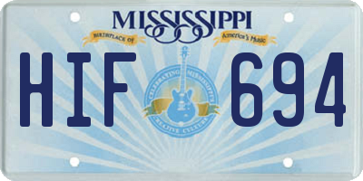 MS license plate HIF694