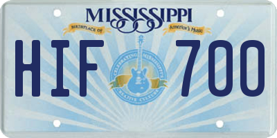 MS license plate HIF700