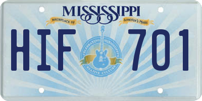 MS license plate HIF701