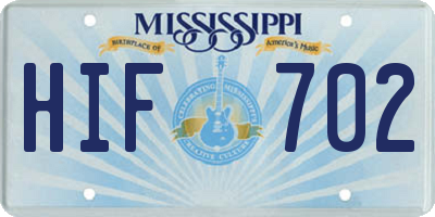 MS license plate HIF702