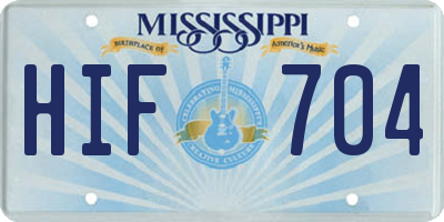 MS license plate HIF704