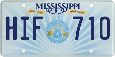 MS license plate HIF710