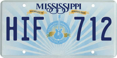 MS license plate HIF712
