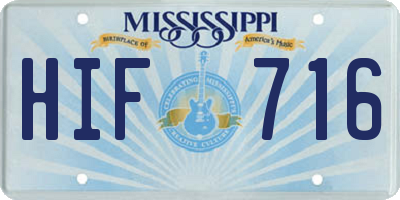 MS license plate HIF716