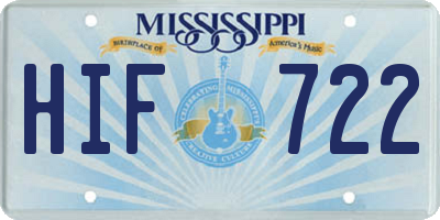 MS license plate HIF722