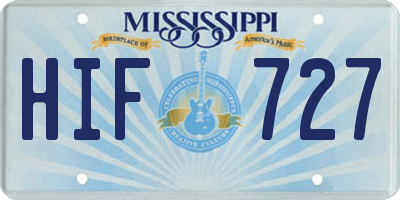 MS license plate HIF727