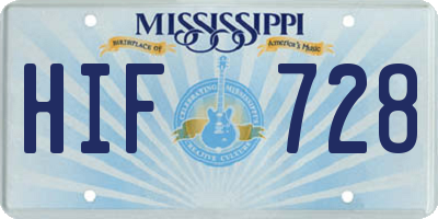 MS license plate HIF728
