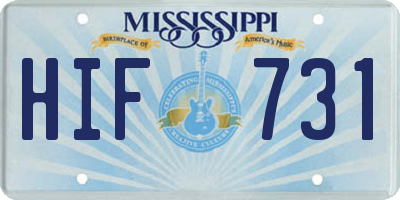 MS license plate HIF731