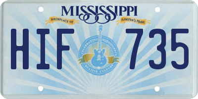 MS license plate HIF735