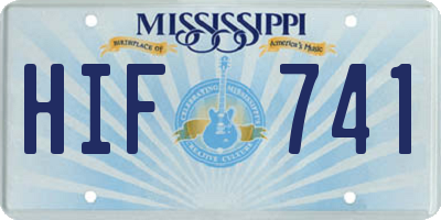 MS license plate HIF741