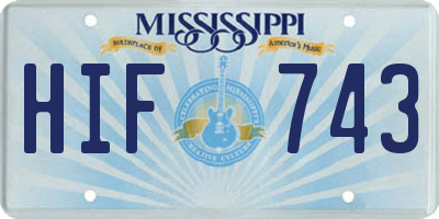 MS license plate HIF743