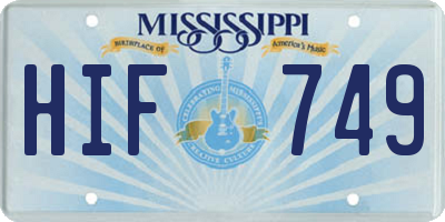 MS license plate HIF749