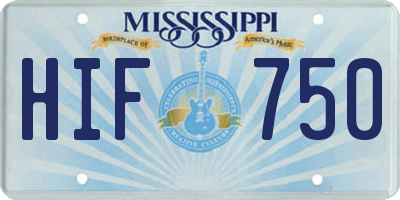 MS license plate HIF750