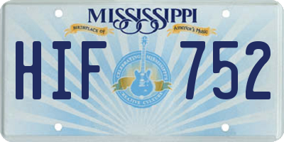 MS license plate HIF752