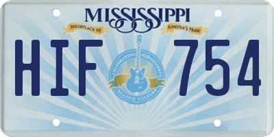 MS license plate HIF754