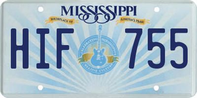 MS license plate HIF755