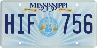 MS license plate HIF756