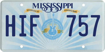 MS license plate HIF757