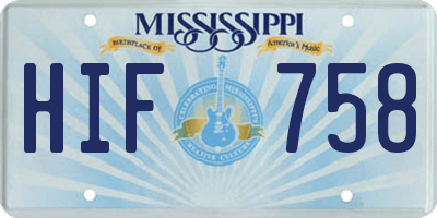 MS license plate HIF758