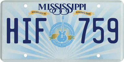 MS license plate HIF759