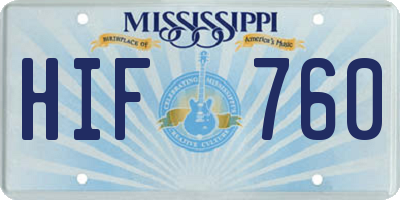 MS license plate HIF760