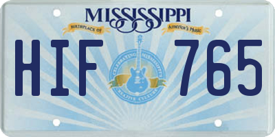 MS license plate HIF765