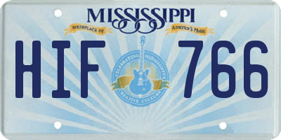 MS license plate HIF766
