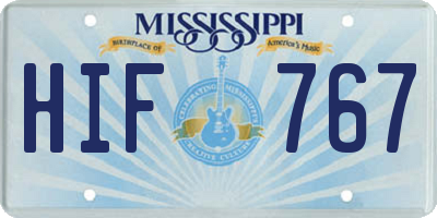MS license plate HIF767