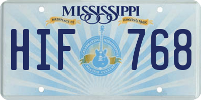 MS license plate HIF768