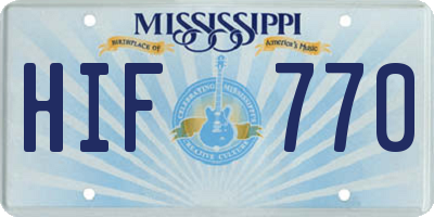 MS license plate HIF770
