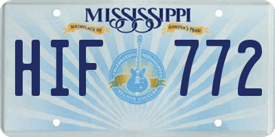 MS license plate HIF772