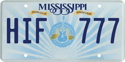 MS license plate HIF777