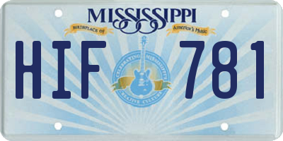 MS license plate HIF781