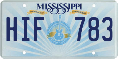 MS license plate HIF783