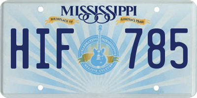 MS license plate HIF785