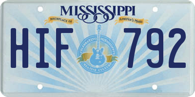 MS license plate HIF792