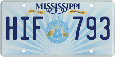 MS license plate HIF793