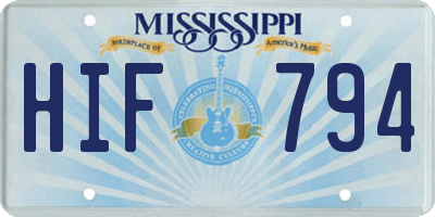 MS license plate HIF794