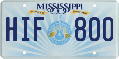 MS license plate HIF800