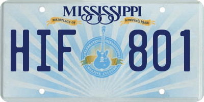 MS license plate HIF801