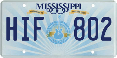 MS license plate HIF802