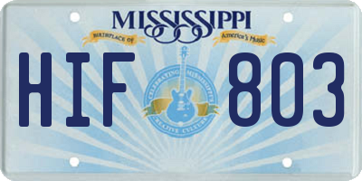 MS license plate HIF803