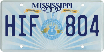 MS license plate HIF804