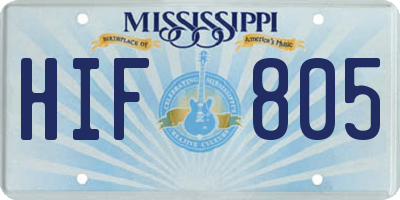 MS license plate HIF805