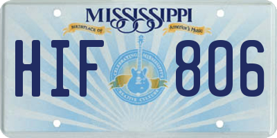 MS license plate HIF806