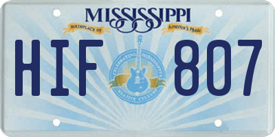 MS license plate HIF807