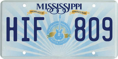 MS license plate HIF809